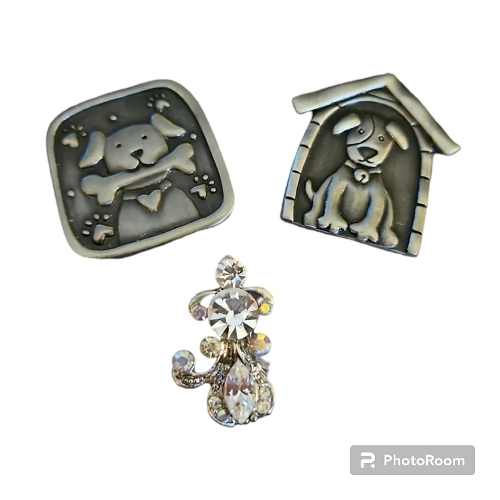3/$30 GANZ Dog Lovers Coins and Rhinestone Dog Lapel Hat Pin